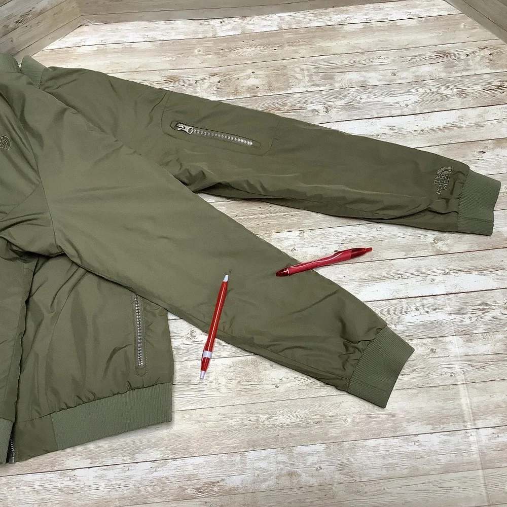 The North Face Puffer Bomber Jacket Insulated Olive Army Green M Medium - Picture 10 of 16